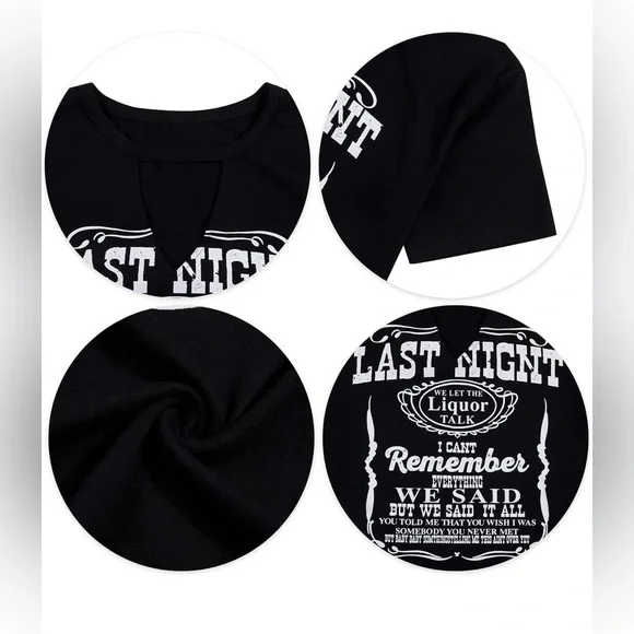 Uniqueone Women's Country Western Hollow Out V-neck Top-Black-Size Medium - Picture 3 of 9